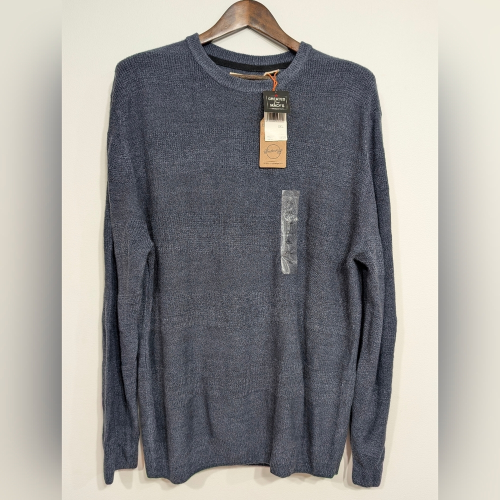 Original Weatherproof Men's XXL Classic Blue Heather Crewneck Knit Sweater